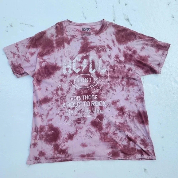 acdc Other - AC/DC MENS Pink WE SALUTE YOU 1981 T-SHIRT SHIRT SHORT SLEEVE Rock Cotton Sz L